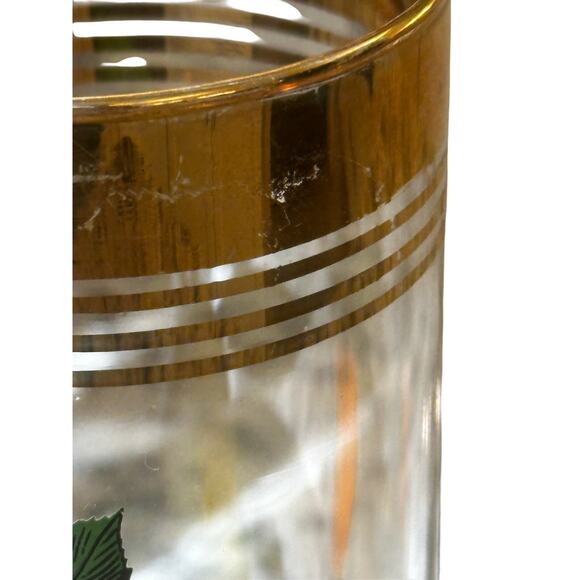 West Virginia Glass Company Vintage 1950's 'Orchard' Gold Hi-Ball Glasses-Set 4 - Picture 6 of 16